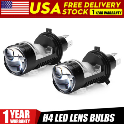 H4 Mini Bi-LED Projector Lens LED Headlight Bulbs Kit Hi-Low Retrofit 100W LHD