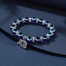 Turkish Greek BLUE Evil Eye Bead Protection Good Luck Bracelet Jewelry Elephant