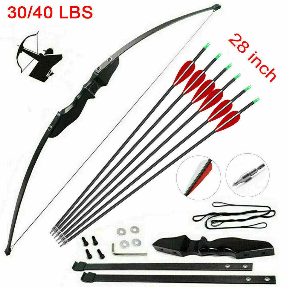 30/40lbs Archery Recurve Bow Takedown Hunting Target Longbow Training Practice