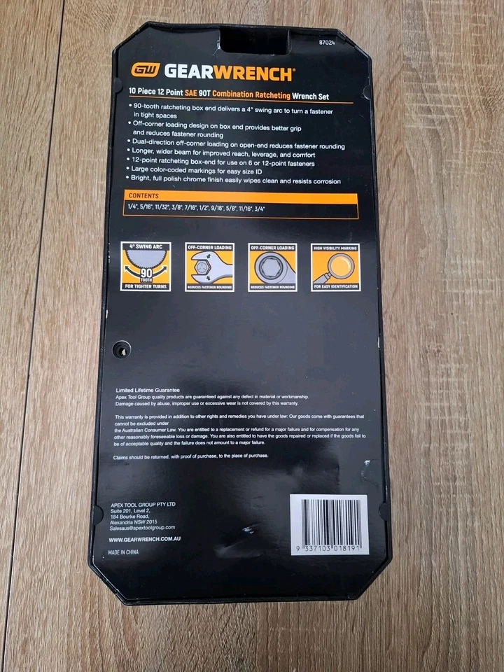 10pc Gear Wrench Ratchet Wrench Set Brand New Tools Workshop - image 2 of 2