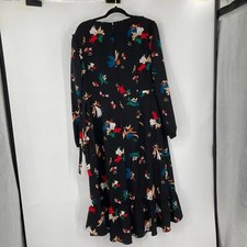 The Limited Black Floral Ruffle MIDI Dress Zip Closure Size 16 XL