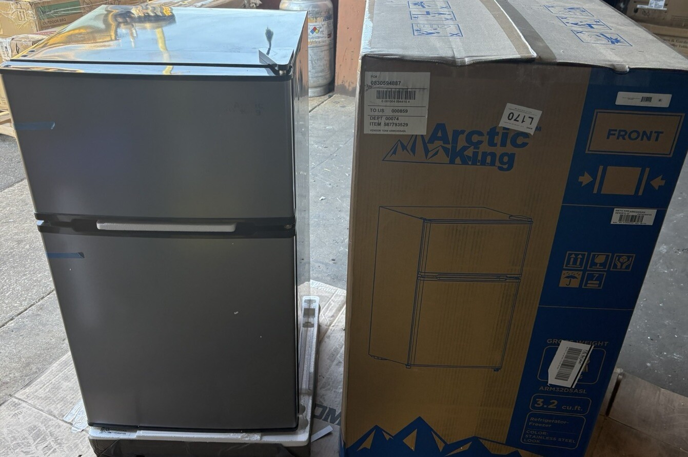 NEW Arctic King 3.2 Cu ft Two Door Mini Fridge with Freezer 