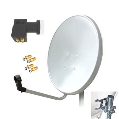 60 cm Sat Anlage Digital Quad LNB 4 Teilnehmer Satelliten HD Antenne 4K UHD W