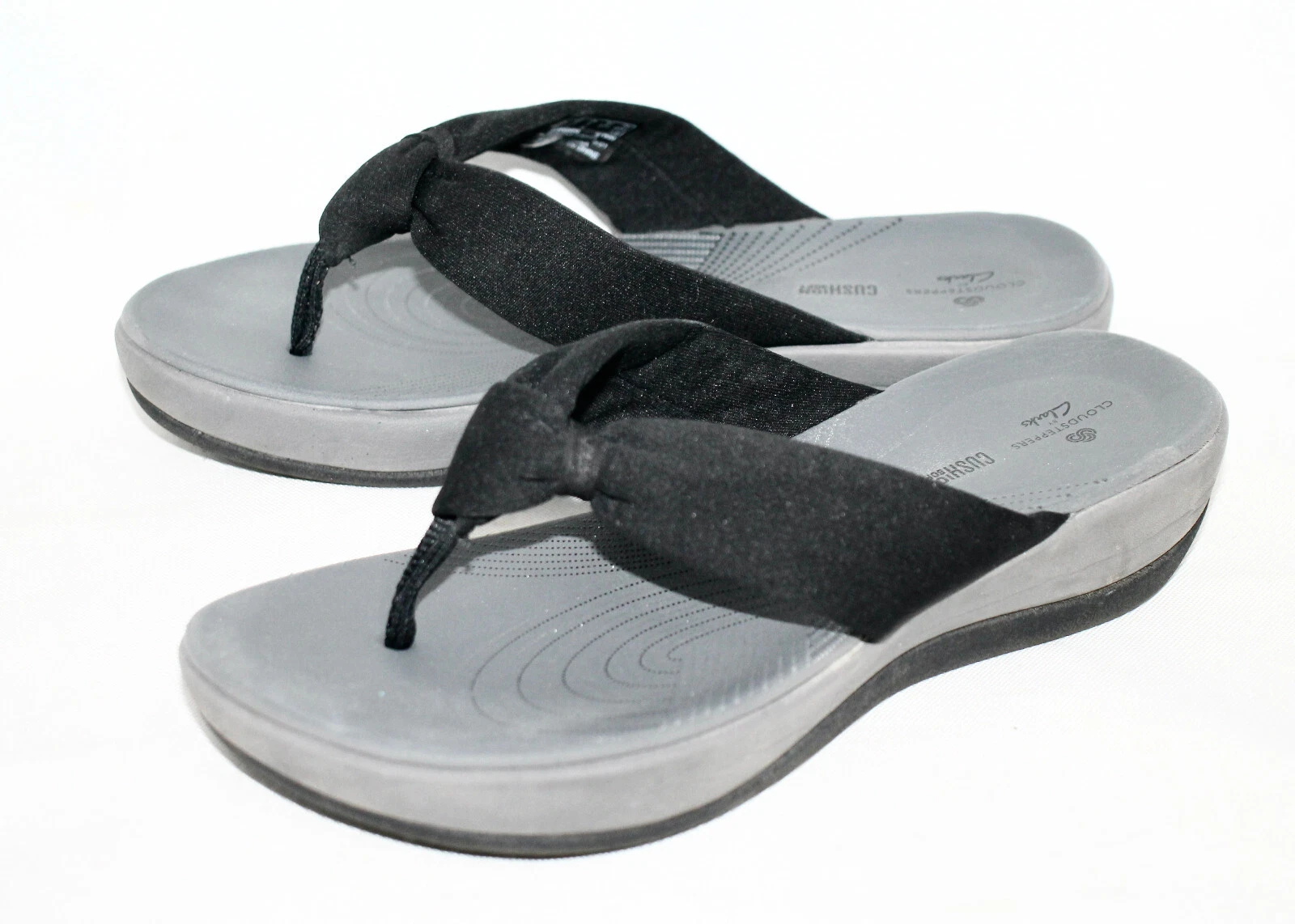 Infradito CLARKS CLOUDSTEPPERS Arla Glison zeppa donna taglia 7 tessuto nero