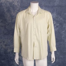 Alfani Performance Dress Shirt XL 17.5 32/33 Green White Check Non Iron Business