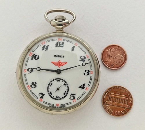 Molnija. Vintage Soviet mechanical pocket watch. 18 jewels. USSR - Picture 8 of 14