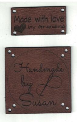 Personalized Real Leather Crochet Knitting Sewing Labels Custom New Handmade by