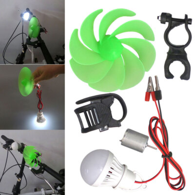 Mini Wind Turbine Motor Blade W/Bulb DIY Kit Power Alternative Energy Generator#