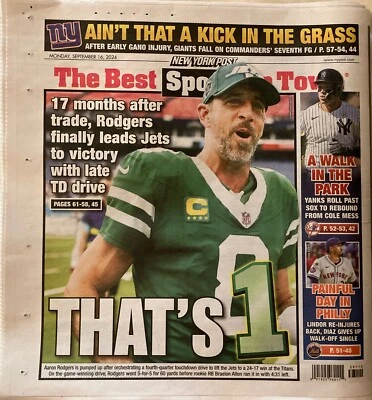 ππ09-16-24**NFL WEEK 2**NY JETS βοΈQB βTHATS #1β COVER+ARTICLE - Image 1 of 3