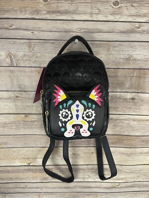 Betsey Johnson NWT Kitsch Mini Backpack Sugar Skull Dog Day  display picture 3