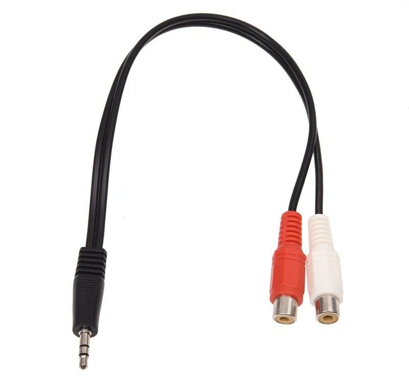 Cable adaptateur Audio Stereo 30cm Jack 3,5mm Male / 2x RCA Female Cable Adapter - Photo 2/3
