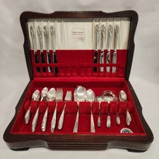 Vtg Holmes Edwards IS Romance Inlaid Silver Plate Flatware Set 55 pieces+Extras