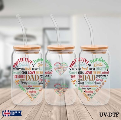 Vatertag UV DTF Aufkleber - 16oz Libbey Dose Glasfolie zp884