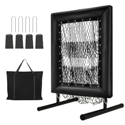 Baseball Pitching Net w/ 9-Hole Target, 5 Adjustable Heights w/ Stakes & Sandbag