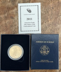 2011 W BURNISHED GOLD $50 AMERICAN EAGLE 1 OZ , Box  Certificate