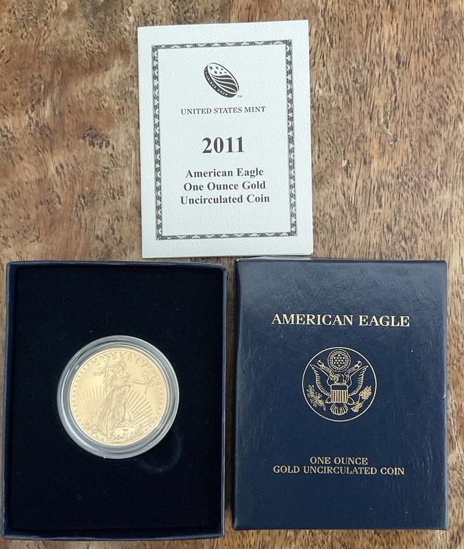 2011 W BURNISHED GOLD $50 AMERICAN EAGLE 1 OZ , Box  Certificate