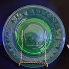 Hazel Atlas Cloverleaf Green Uranium Depression Glass 8” Salad Plate Flea Bites
