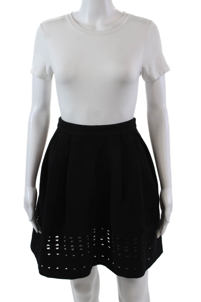 Catherine Malandrino Womens Cut Out Trim Pleated A Line Mini Skirt Black Size 4Free Shipping in US $100+ Orders | $6.95 Orders Below