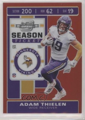 2019 Panini Contenders Optic Season Ticket Red Prizm 29/199 Adam Thielen #58 1u6