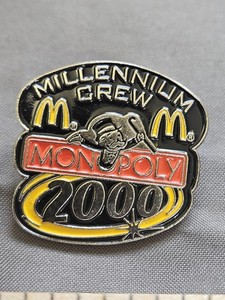 Vintage McDonald's Millennium Crew Monopoly 2000 Employee Pin Badge Hasbro