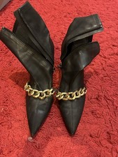 Zara Sock Ankle Boots With Gold Chain Size 38