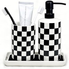 Bathroom Toothbrush Holder Set, Ceramic Soap Dispenser and Tooth Brush Holder...