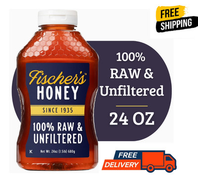 Fischers Honey, 24oz Raw and Unfiltered, Local 100% US Grade Squeeze Bottle New