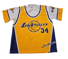 Vintage Y2k Los Angeles Lakers Bootleg 34 All Over Graphic T-Shirt Size XL