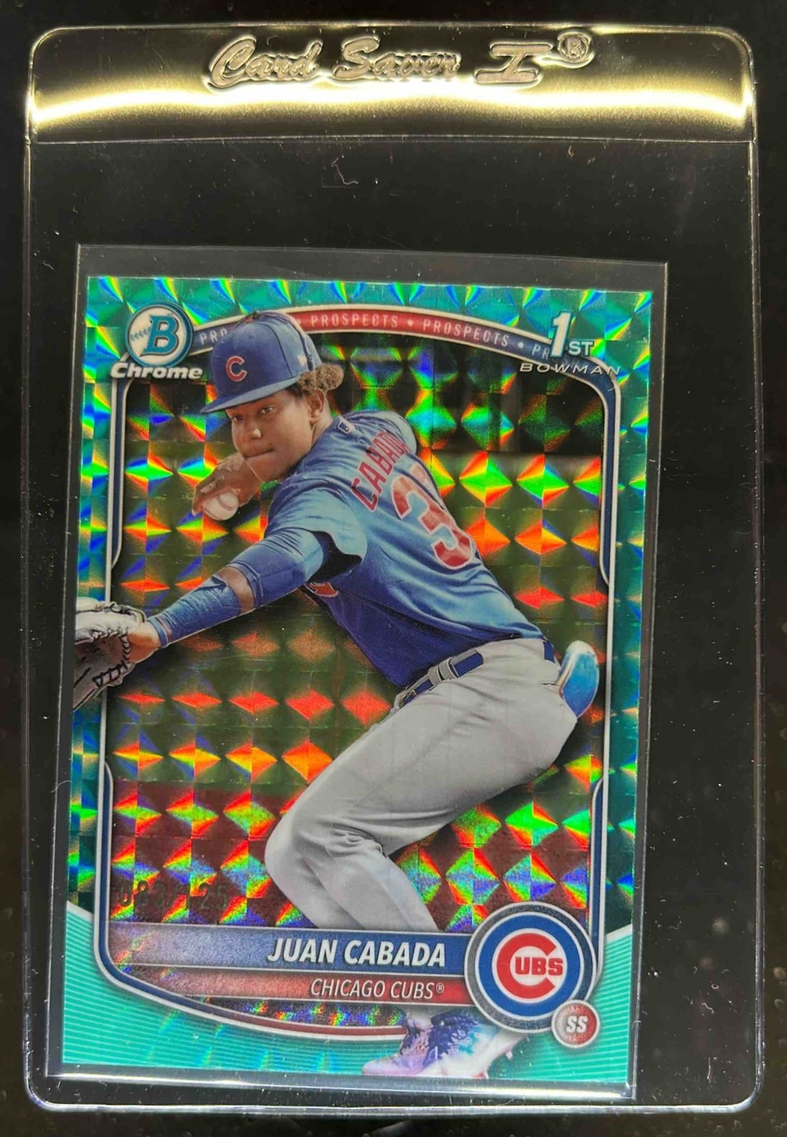 2025 Bowman Chrome Juan Cabada Aqua Geometric Refractor 1st #/125 Cubs
