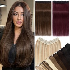 THICK V-Shape 100 Real Clip in Human Hair Extension Full Head One Piece 5 Clips
