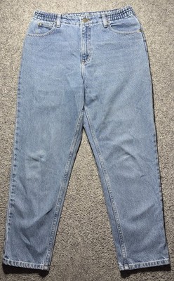 L.L.Bean Original Fit Relaxed Blue Denim Elastic Waist Straight Leg Jean 10 PET