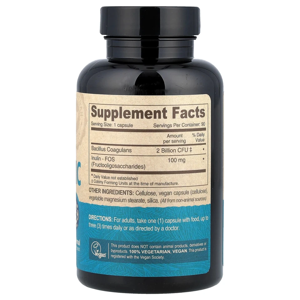 Probiótico vegano con prebióticos FOS, 90 cápsulas veganas Foto 2 de 2