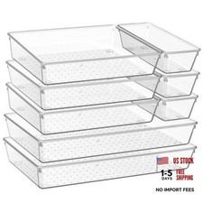 Drawer Organizer for Kitchen Gadgets, Large Plastic Drawer 8 Pack Clear