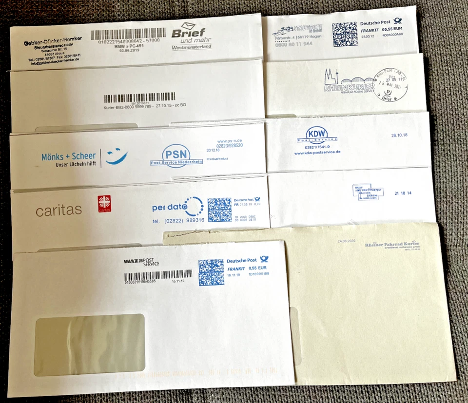 Privatpost / Briefe aus Nordrhein-Westfalen NRW - 10 Stück echt gelaufen !!!   - Bild 1 von 1