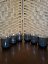 Libbey Apollo Vintage Blue Rock Glasses Set Of 6 In Good Shape 3x2 1/2 Inches