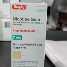 Rugby Nicotine Gum 2mg Sugar-Free Original Flavor Uncoated Nicotine Polacrilex