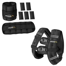 APEXUP 10lbs/Pair Adjustable Ankle Weights + Weighted Vest Men 20lbs Weights