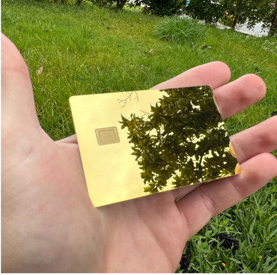 Stainless Steel  Luxury 24K Gold Metal Credit Card W/ Chip Slot & Mag Strip