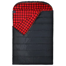 REDCAMP Large Cotton Double Sleeping Bag for Adults, 2 Person Cold Weather Wa...