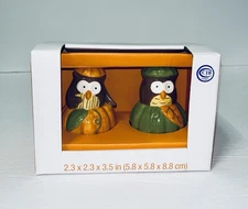 Essential Home Owl in Pumpkin Salt & Pepper Shaker Set Fall Thanksgiving- NIB