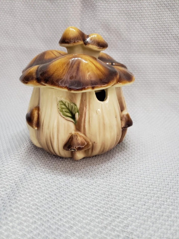 Vintage Homco cerâmica cogumelo tampa tigela de açúcar vasilha tureen (D) - Imagem 2 de 4