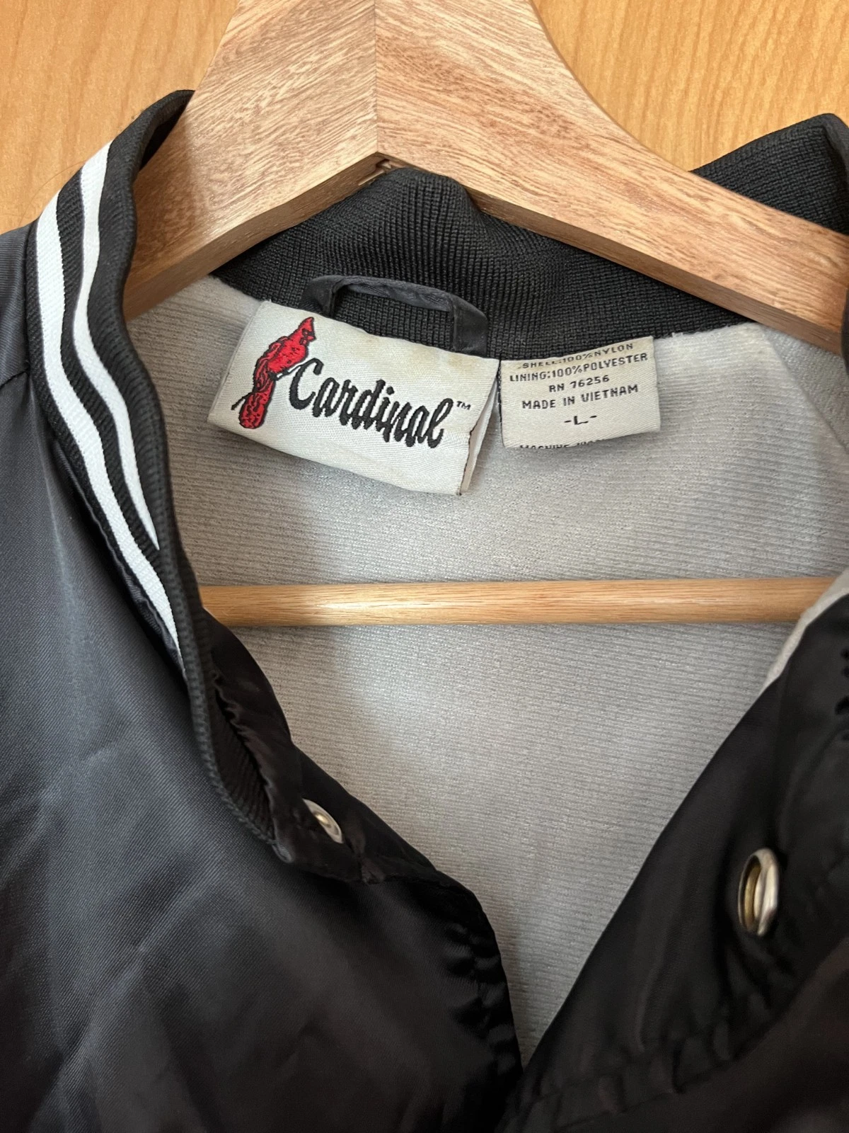 Portugal. The Man Vintage Style Baseball Jacket - Satin Black - Men's Large image 3