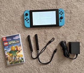 Nintendo Switch Console Black Blue Wi-Fi + Lego Worlds + Case