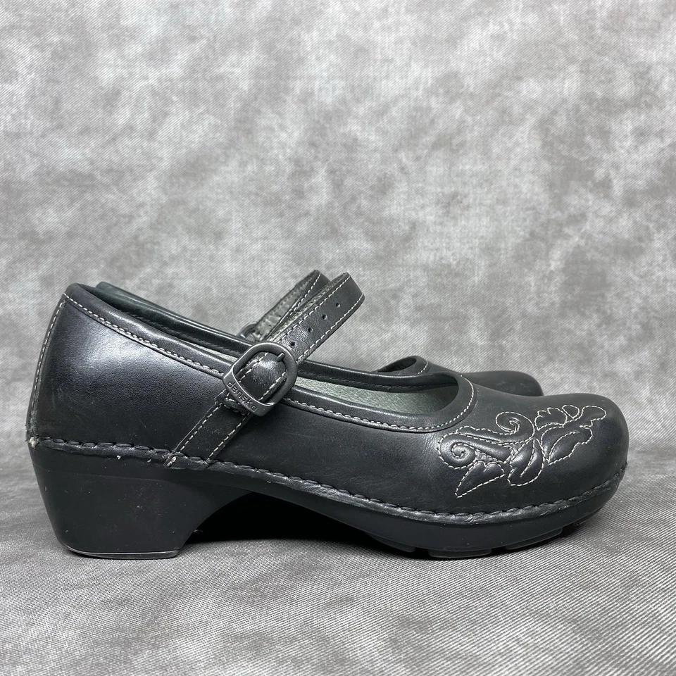 Zuecos DANSKO Savannah negros Mary Jane talla 40 florales bordados Lagenlook Foto 2 de 4