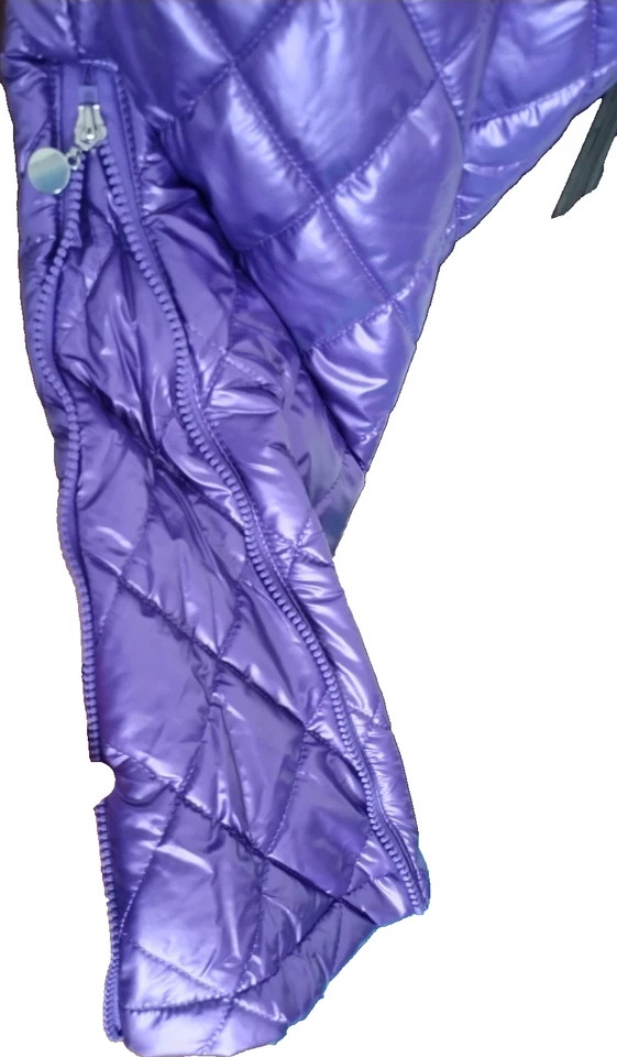 NOVO Terno Feminino Pequeno Violeta de Esqui ou Neve com Pele Removível e Cinto Presentes de Natal - Imagem 4 de 4