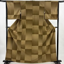 JAPANESE KIMONO FINE PATTERN BROWN 162cm 5 ft 4 in PURE SILK B2207