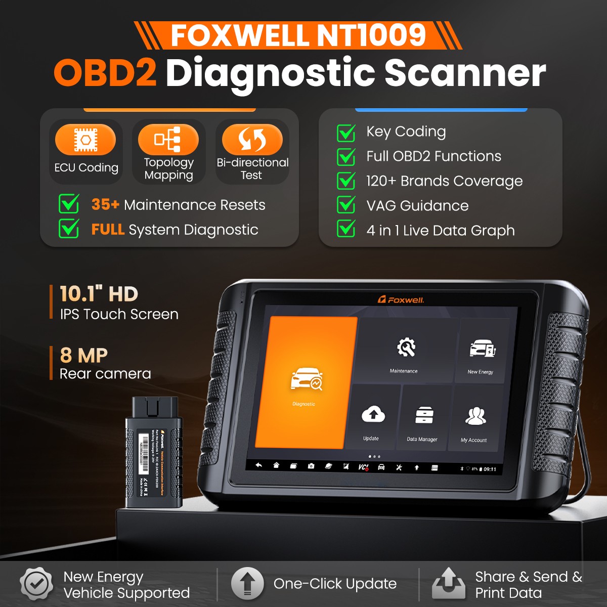 Foxwell NT1009 BT Car Bidirectional Scan Tool Diagnostic OBD2