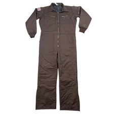 Vintage 70s Insulated Mechanic Coveralls Mens Large Brown Workwear USA Made
