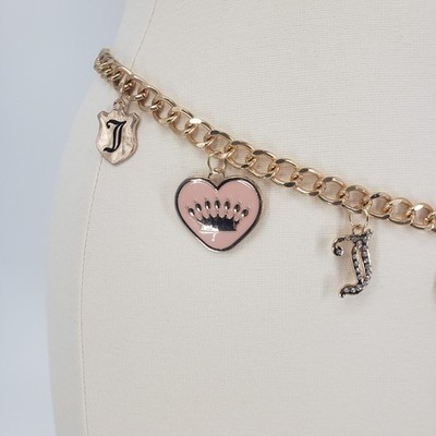 Juicy Couture Charm Chain Belt Women 1X Gold Pink Heart  display picture 1