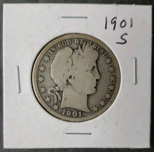 1901 S 50c Barber Silver Half Dollar